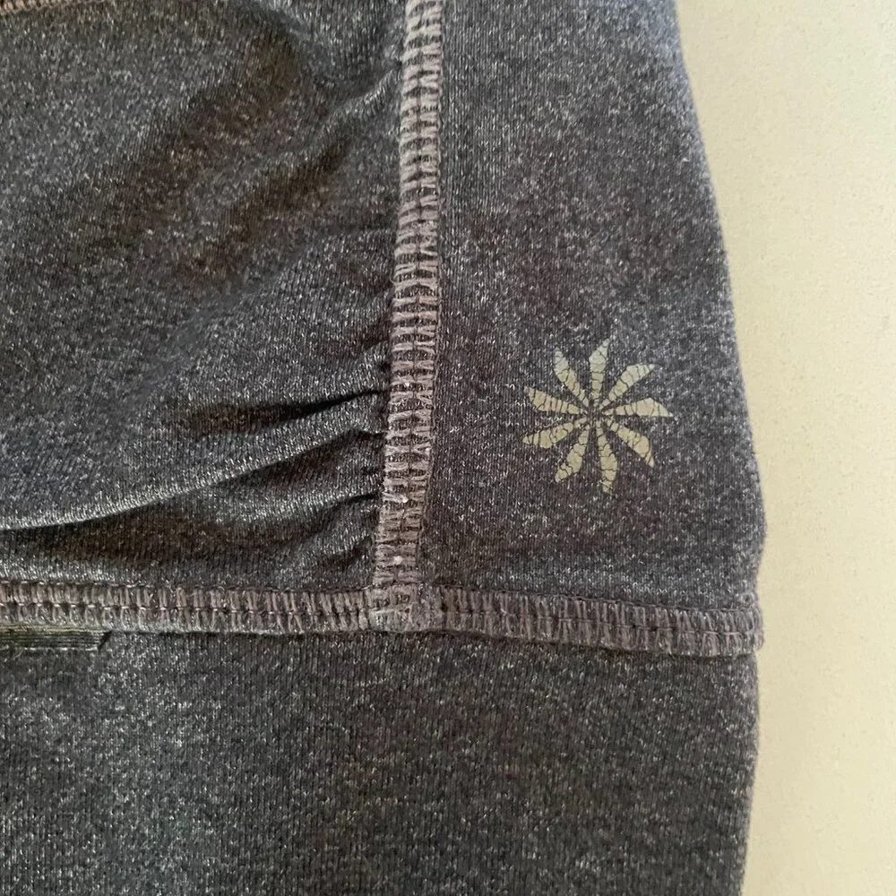 Athleta Charcoal Gray Athletic Leggings, Back Zipper Pocket, 3/4 Length, Medium‎